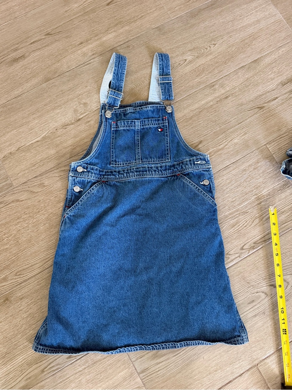 Girls Vintage Y2K Tommy Hilfiger Indigo Denim Pinafore Dress